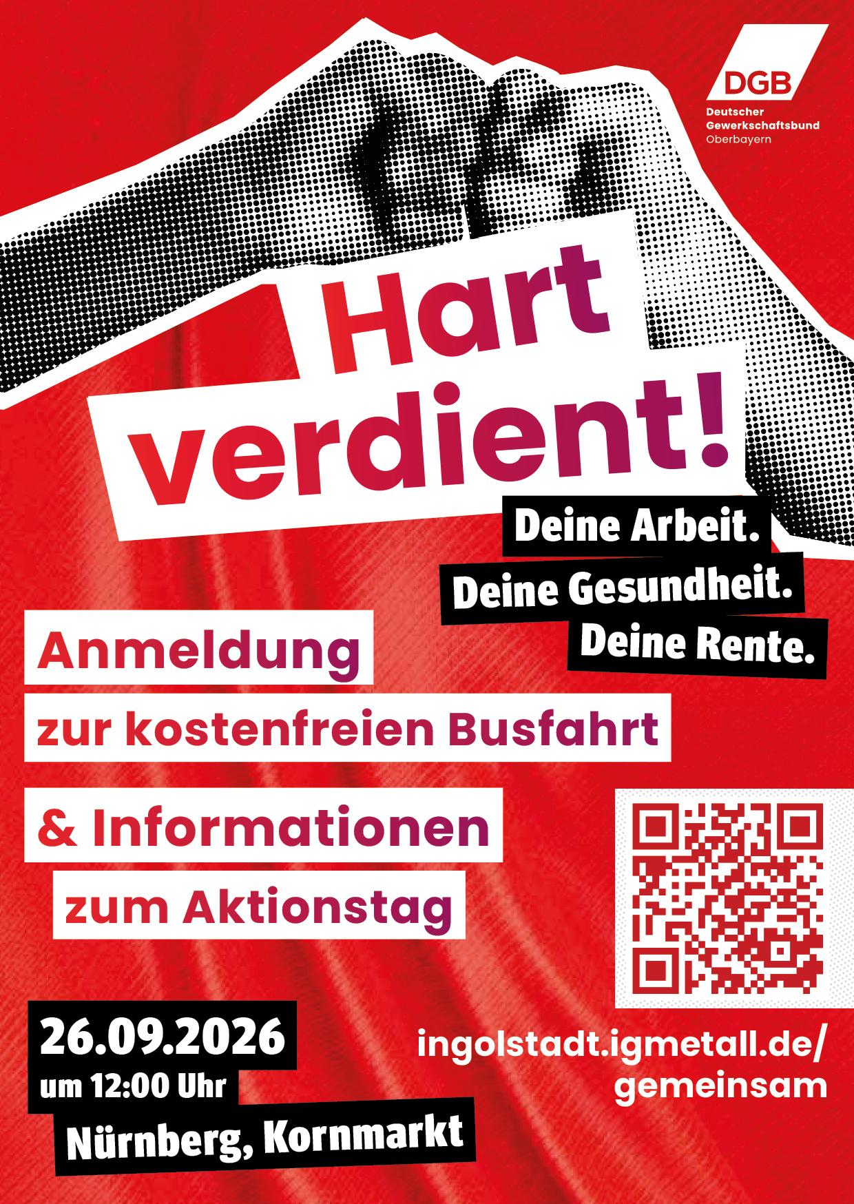 Informationen zur Organisation und zum Ablauf des DGB-Aktionstages am 26.09.2026 in Nürnberg<br/>