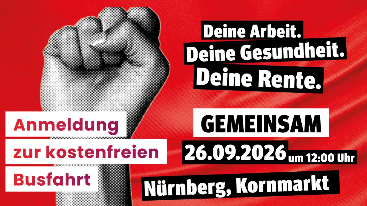 Gemeinsam am 26.09. nach Nürnberg. Jetzt zur kostenfreien Busfahrt anmelden