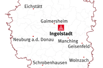 Der räumliche Wirkungsbereich der IG Metall Ingolstadt